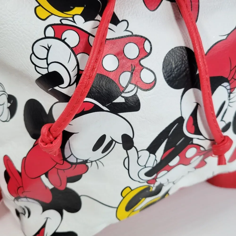 Loungefly Minnie Mouse Drawstring Backpack Disney All Over Print Bag Purse